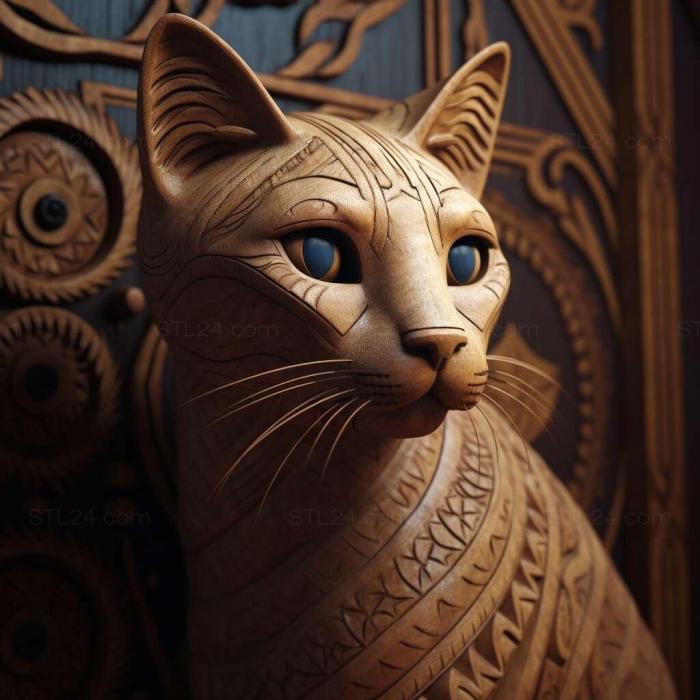 Природа и животные (Египетский кот Мау 2, NATURE_534) 3D модель для ЧПУ станка